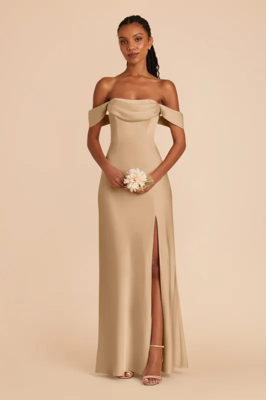 Mia Matte Satin Convertible Dress - Yellow Gold sold by Birdy Grey
