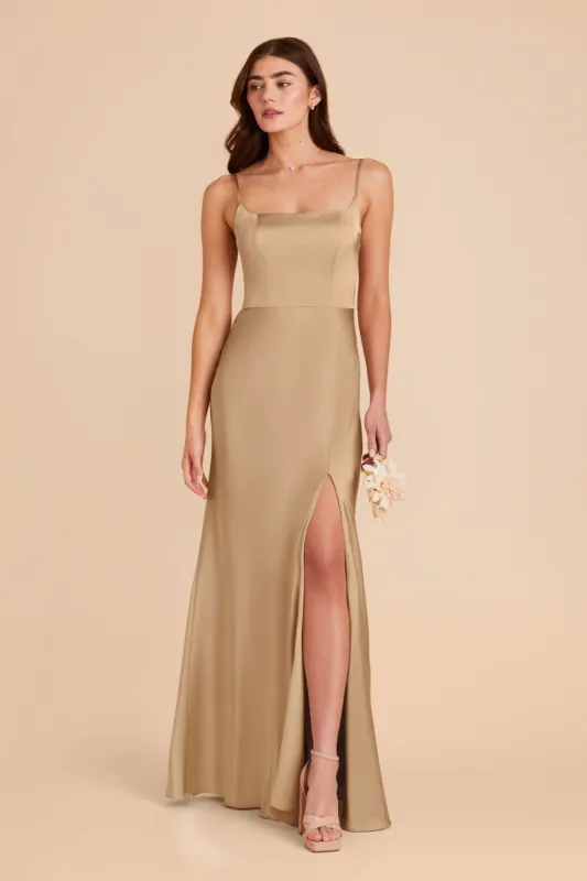 Mai Matte Satin Dress - Yellow Gold sold by Birdy Grey