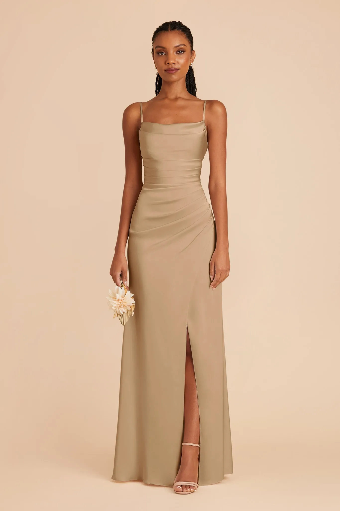 Lydia Matte Satin Dress - Yellow Gold sold by Birdy Grey