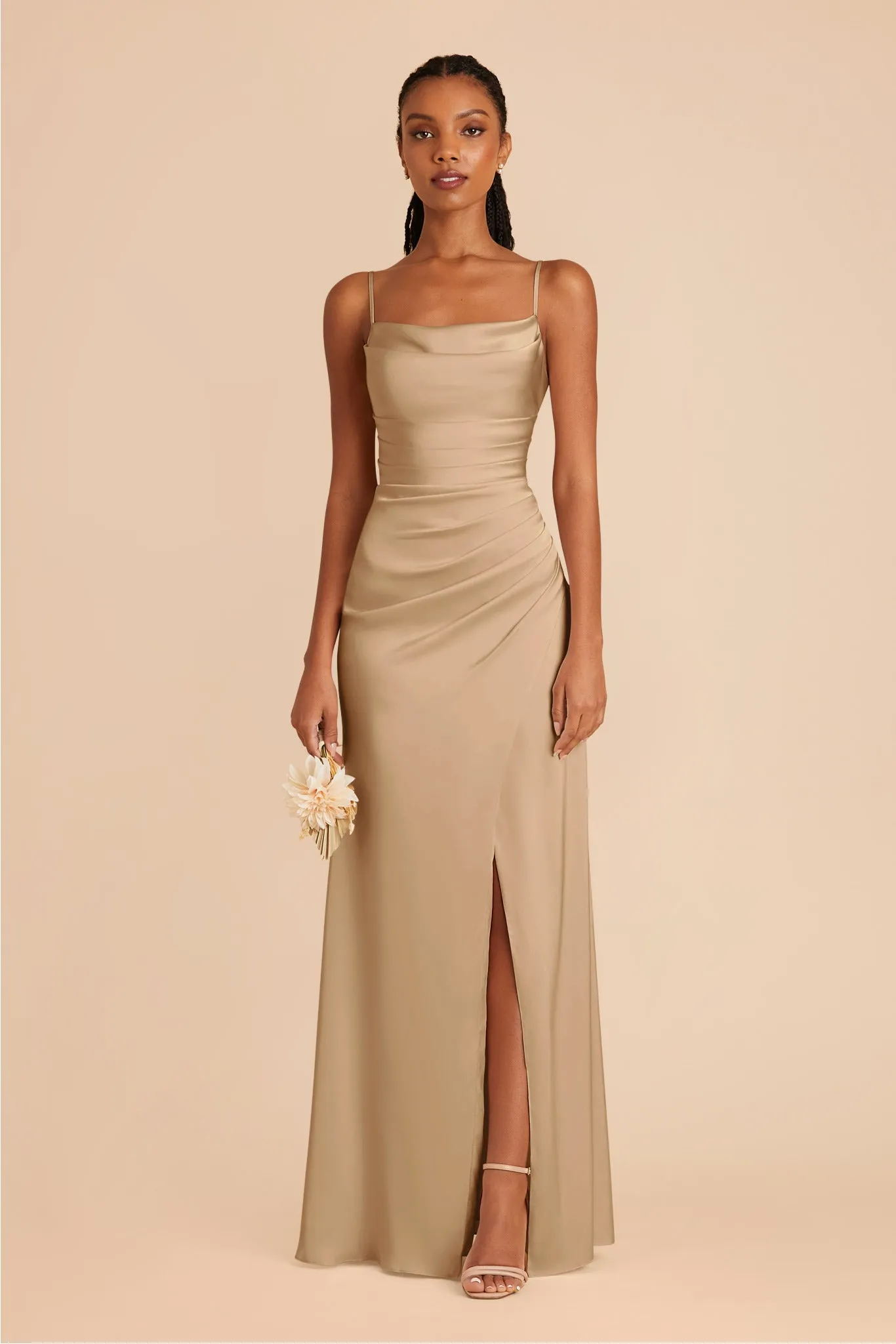 Lydia Matte Satin Dress - Yellow Gold sold by Birdy Grey product image thumbnail 3