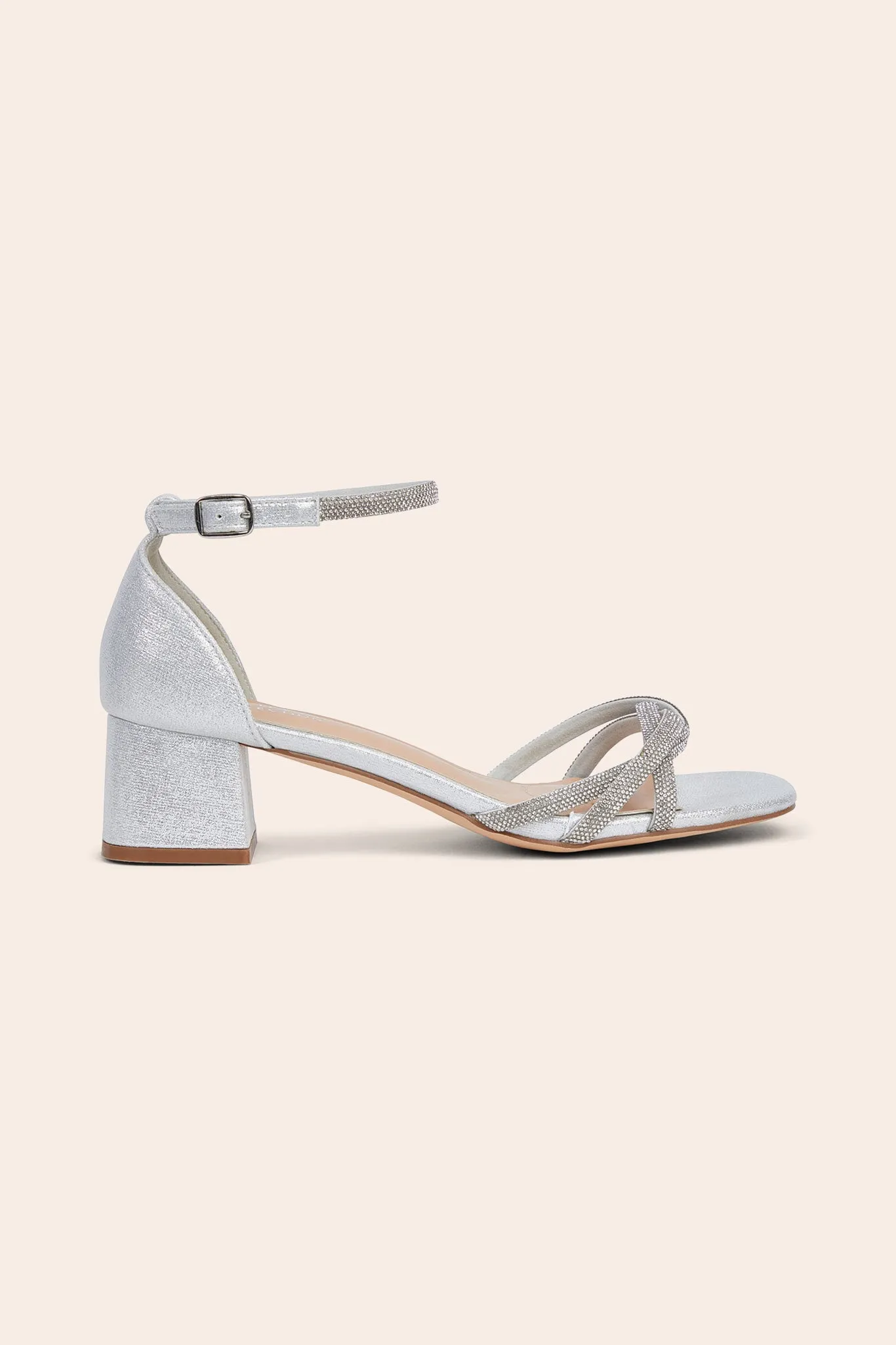 Leighton Low Block Heel - Silver sold by Birdy Grey