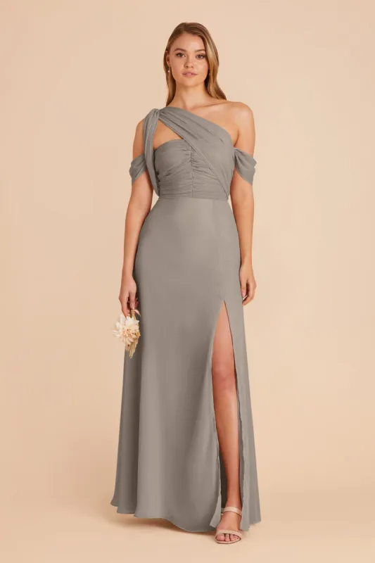 Cara Chiffon Dress - Silver sold by Birdy Grey