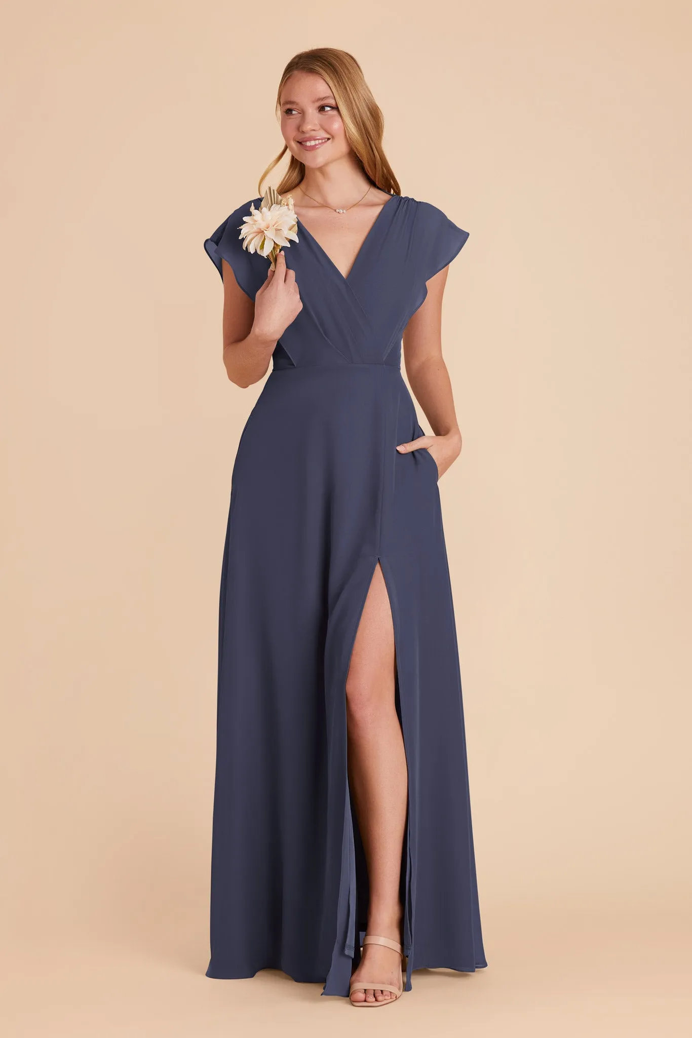 Violet Chiffon Dress - Dusk Blue sold by Birdy Grey product image thumbnail 4