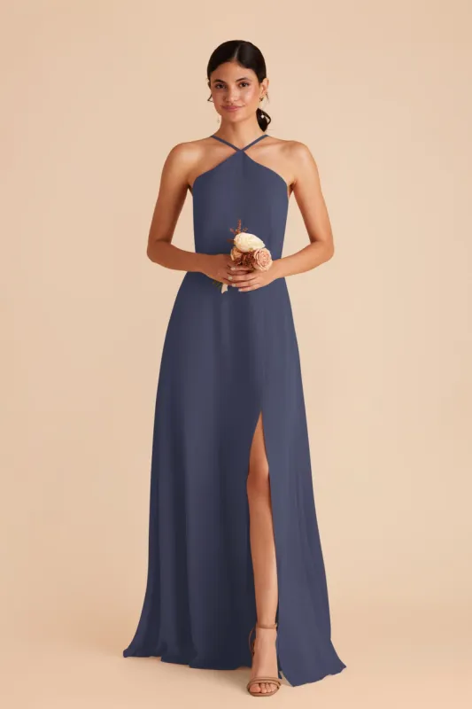 Juliet Chiffon Dress - Dusk Blue sold by Birdy Grey