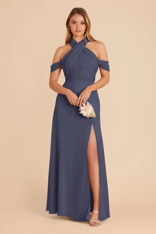 Cara Chiffon Dress - Dusk Blue sold by Birdy Grey