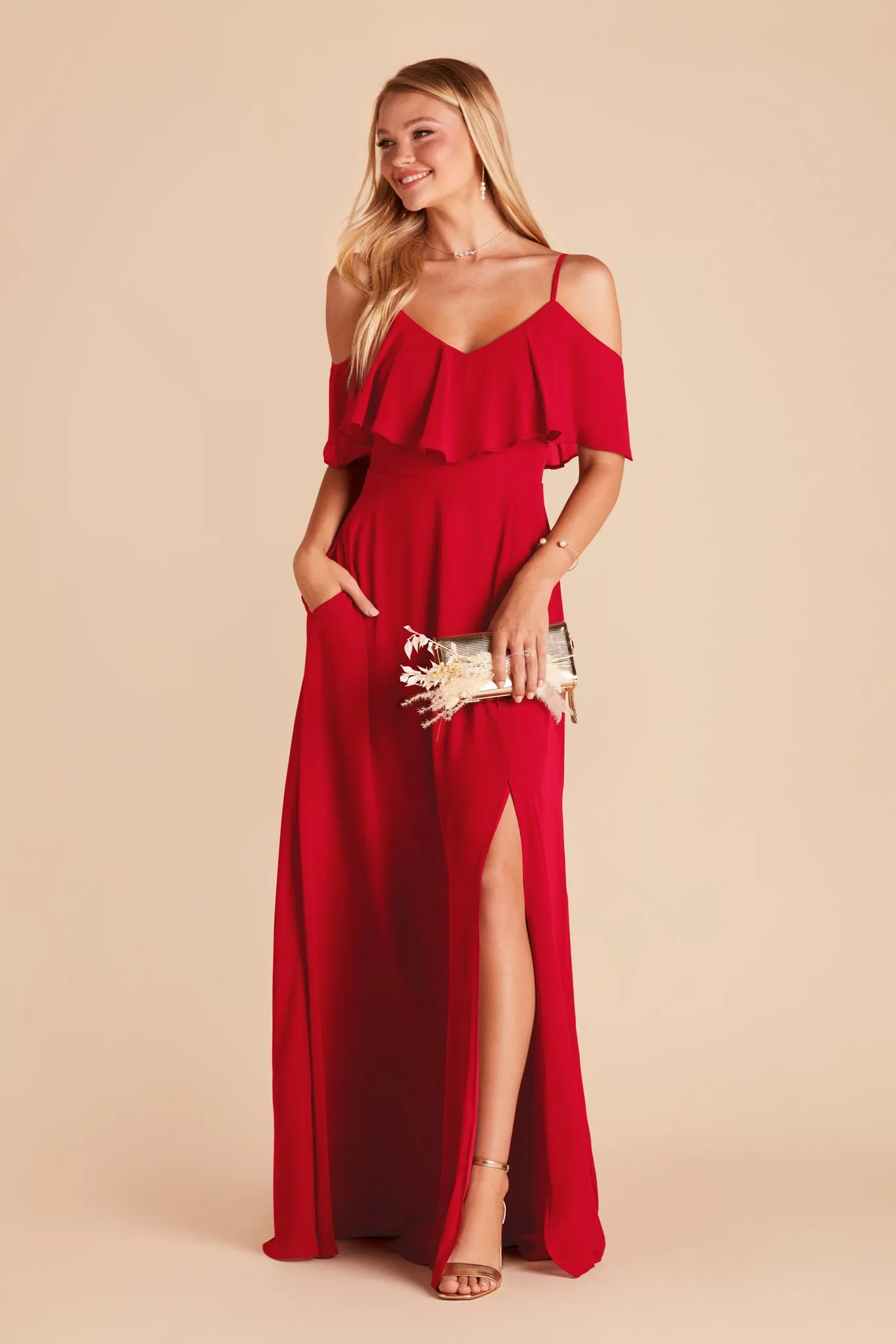 Jane Convertible Dress With Slit - Ruby Red sold by Birdy Grey product image thumbnail 4