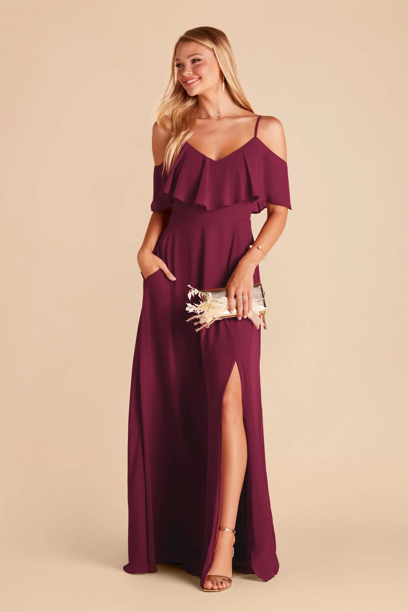 Jane Convertible Dress With Slit - Berry sold by Birdy Grey product image thumbnail 3