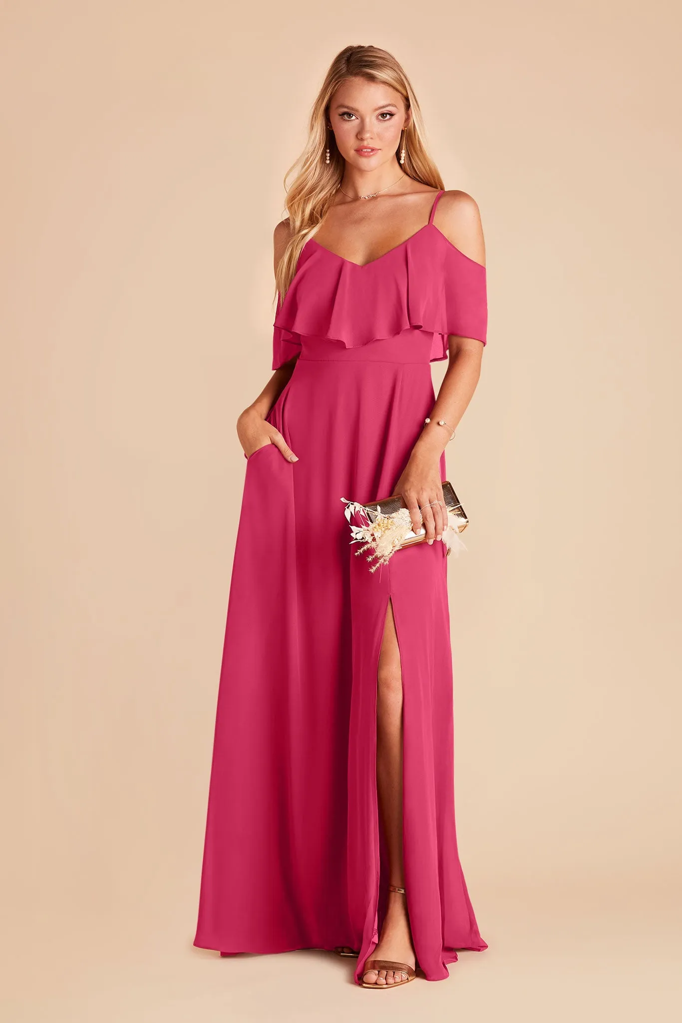 Jane Convertible Dress With Slit - Fuchsia sold by Birdy Grey product image thumbnail 3