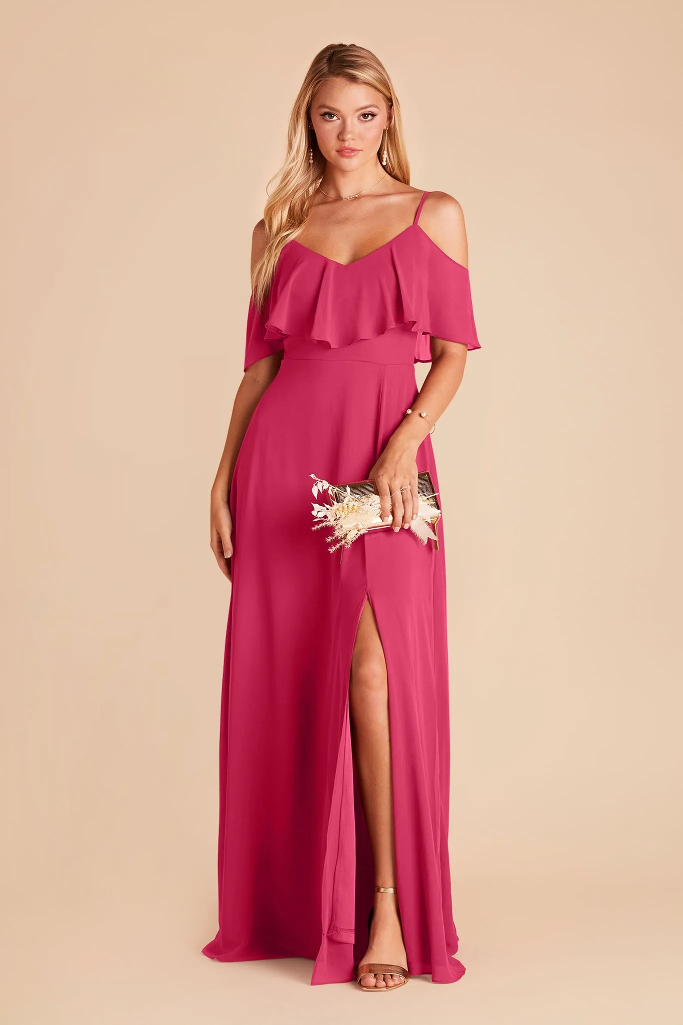 Jane Convertible Dress With Slit - Fuchsia sold by Birdy Grey