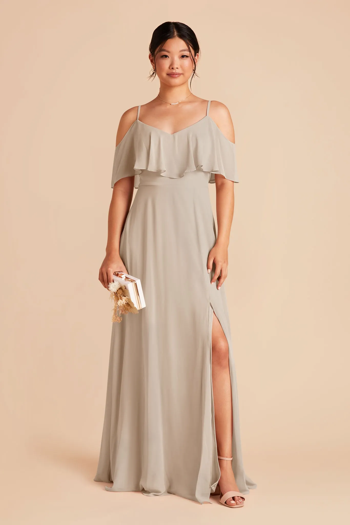 Jane Convertible Dress With Slit - Neutral Champagne sold by Birdy Grey
