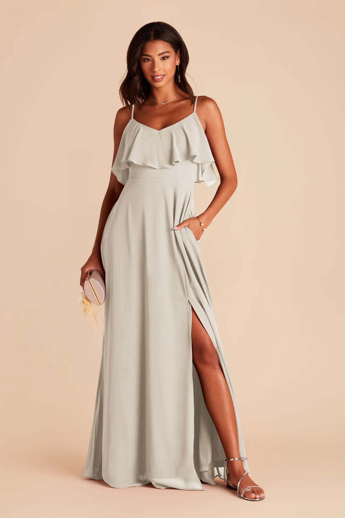 Jane Convertible Dress With Slit - Dove Gray sold by Birdy Grey