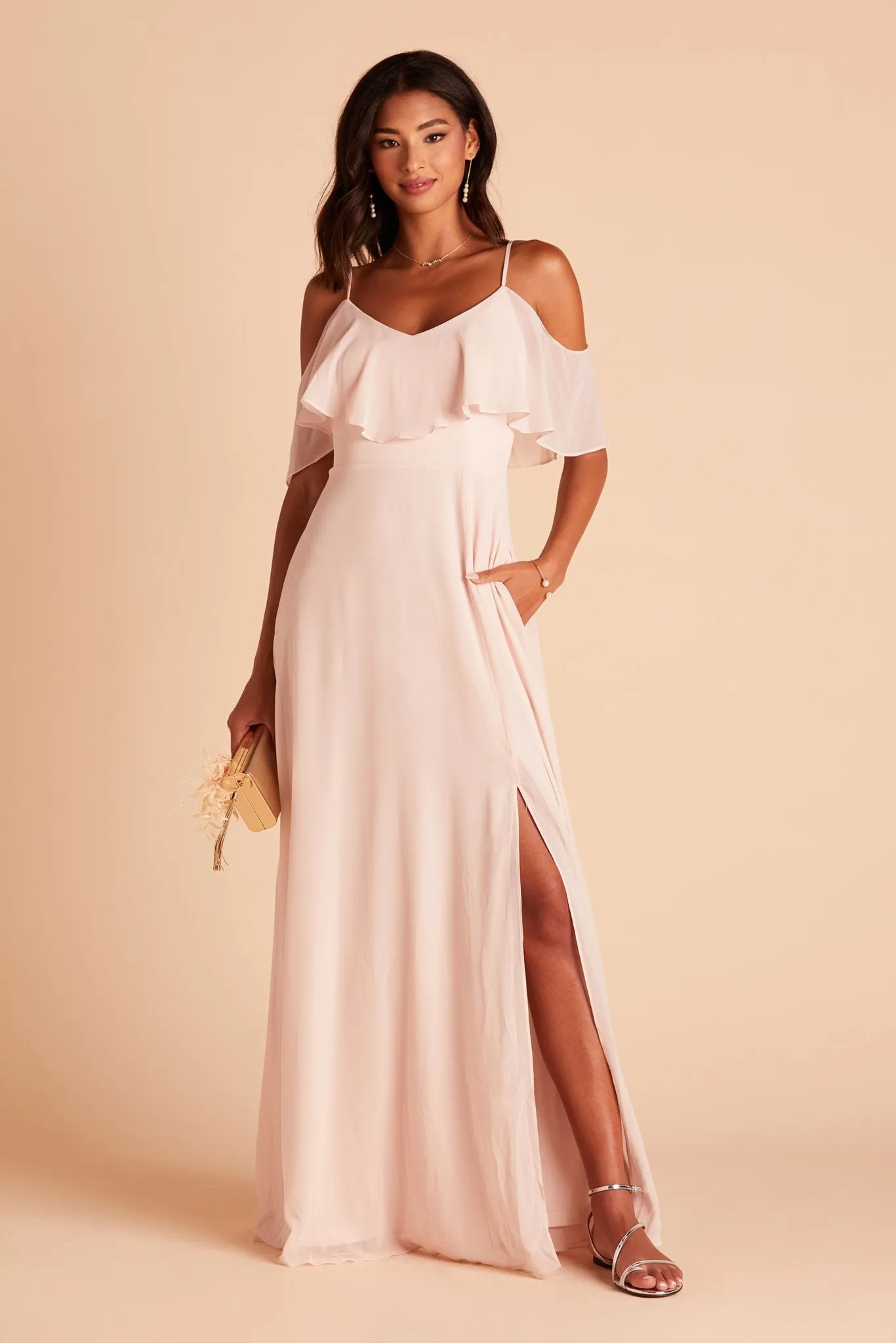 Jane Convertible Dress With Slit - Pale Blush sold by Birdy Grey