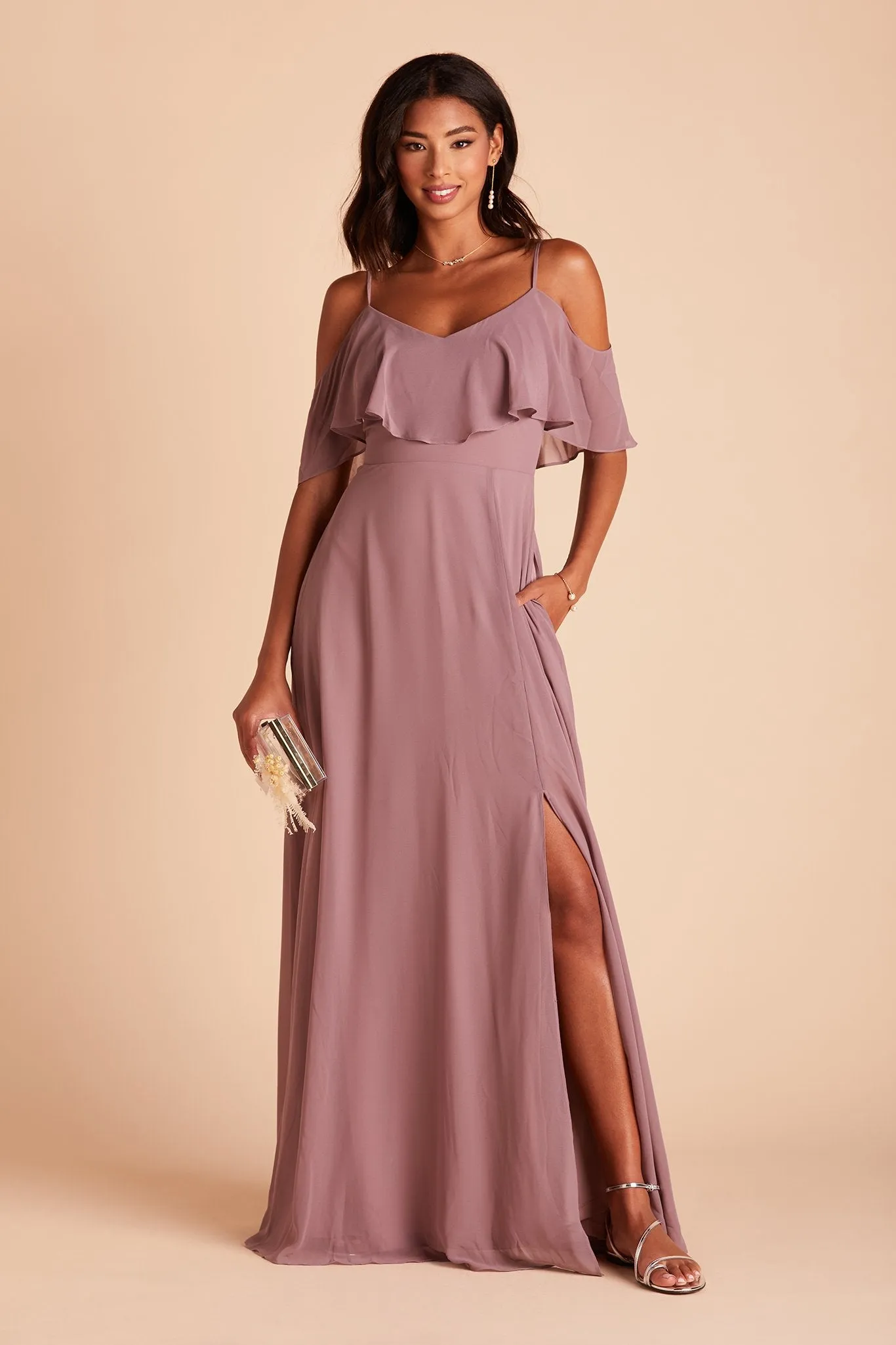 Jane Convertible Dress With Slit - Dark Mauve sold by Birdy Grey product image thumbnail 4