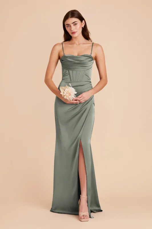 Carrie Matte Satin Dress - Sea Glass sold by Birdy Grey