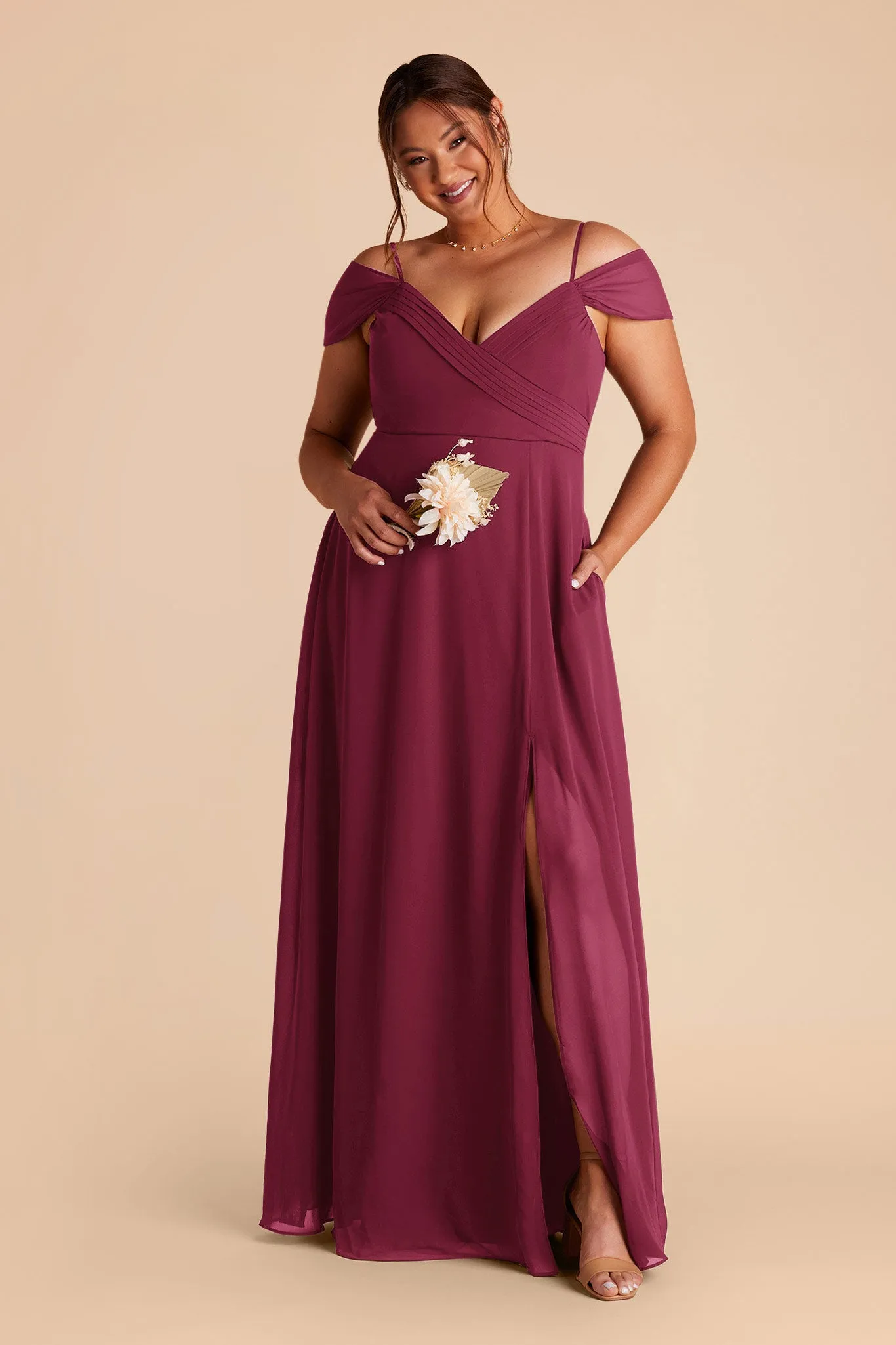 Spence Convertible Dress With Slit - Berry sold by Birdy Grey product image thumbnail 5