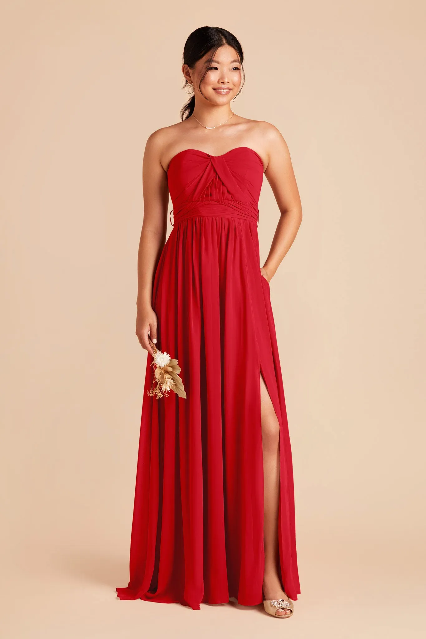 Grace Convertible Dress With Slit - Ruby Red sold by Birdy Grey product image thumbnail 5