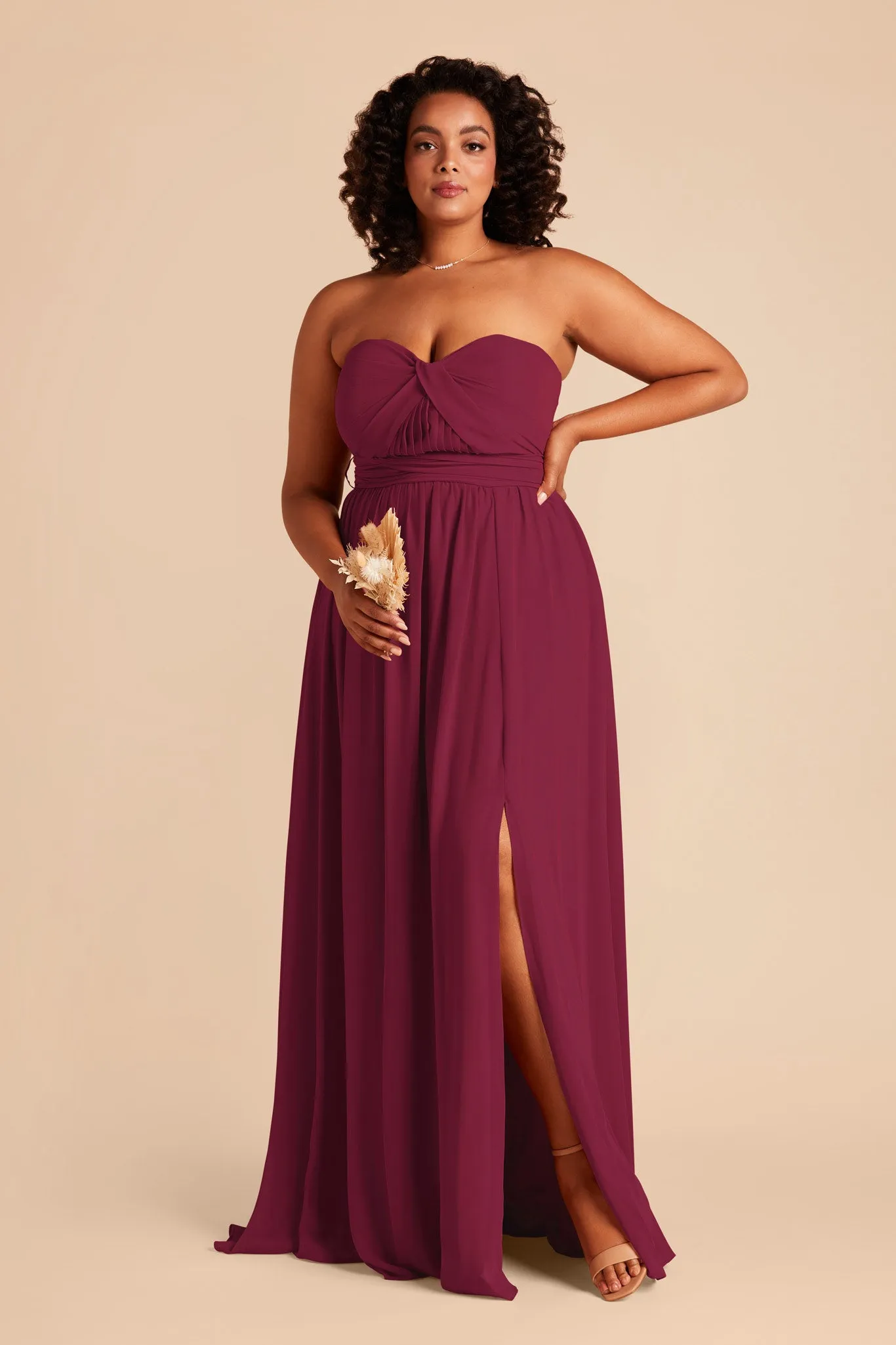 Grace Convertible Dress With Slit - Berry sold by Birdy Grey product image thumbnail 2