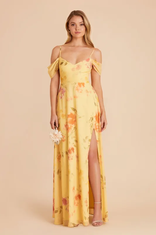 Devin Convertible Dress With Slit - Pale Yellow Rococo Floral sold by Birdy Grey