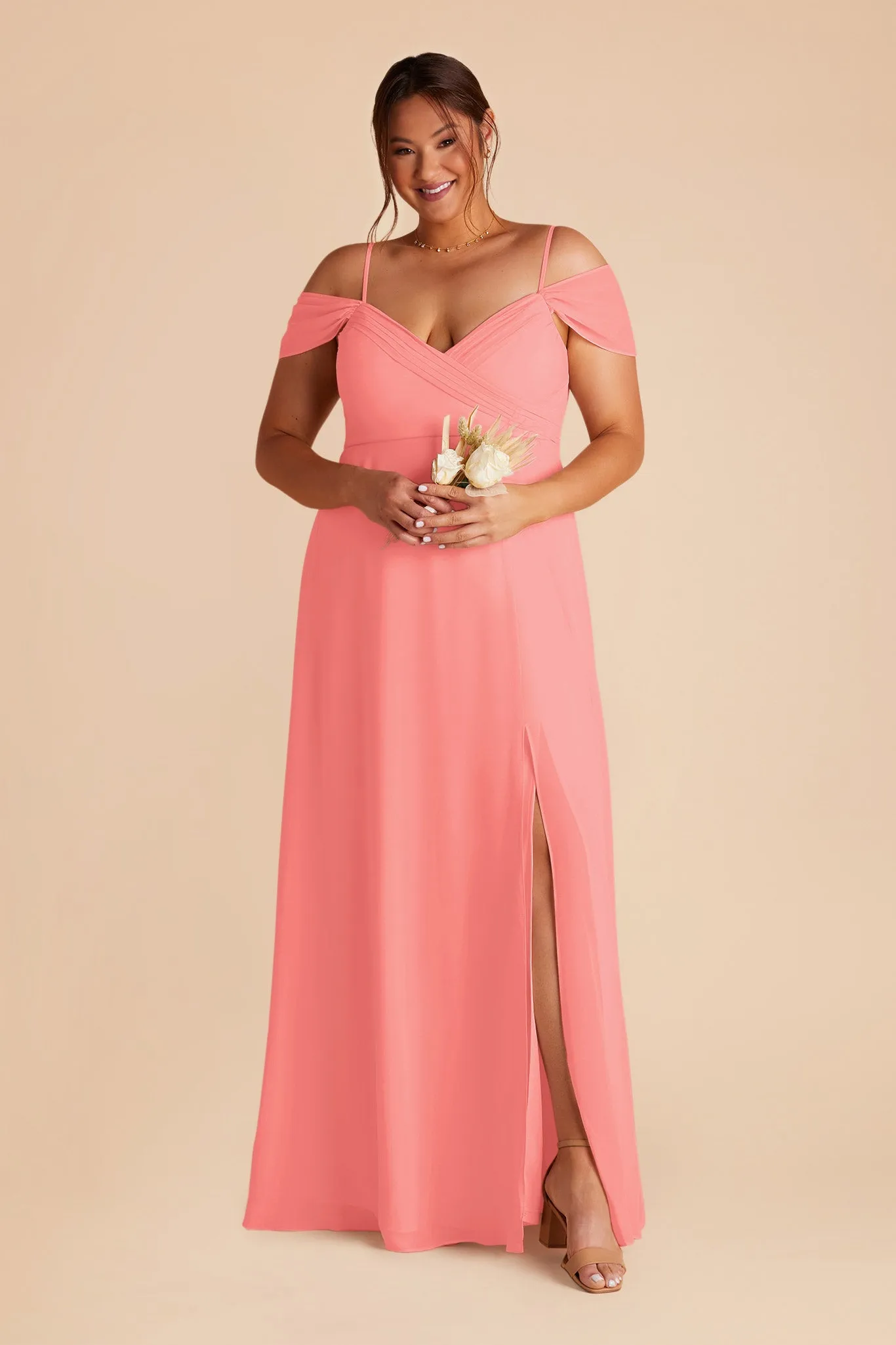 Spence Convertible Dress With Slit - Coral Pink sold by Birdy Grey product image thumbnail 2