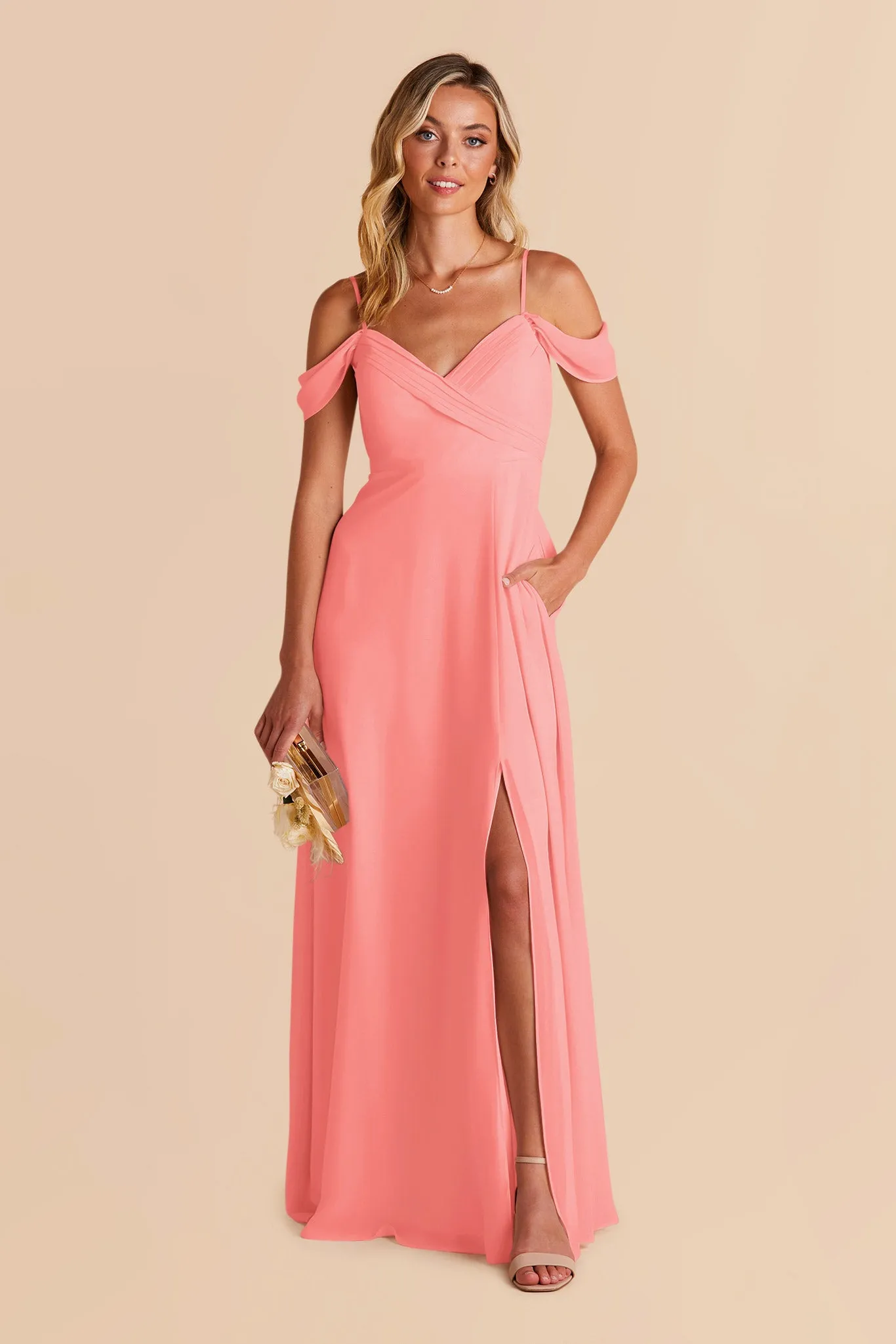 Spence Convertible Dress With Slit - Coral Pink sold by Birdy Grey product image thumbnail 4