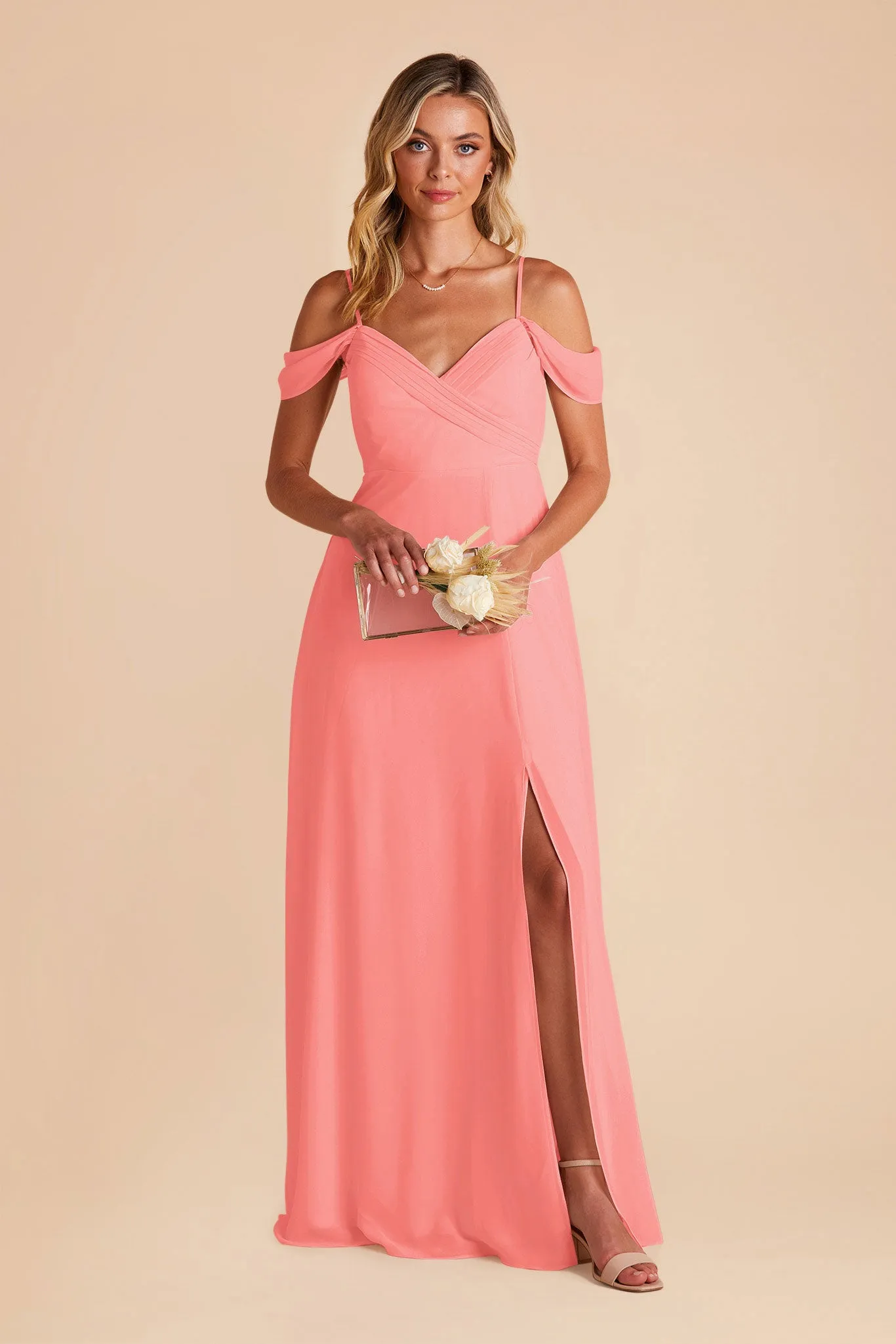 Spence Convertible Dress With Slit - Coral Pink sold by Birdy Grey product image thumbnail 3