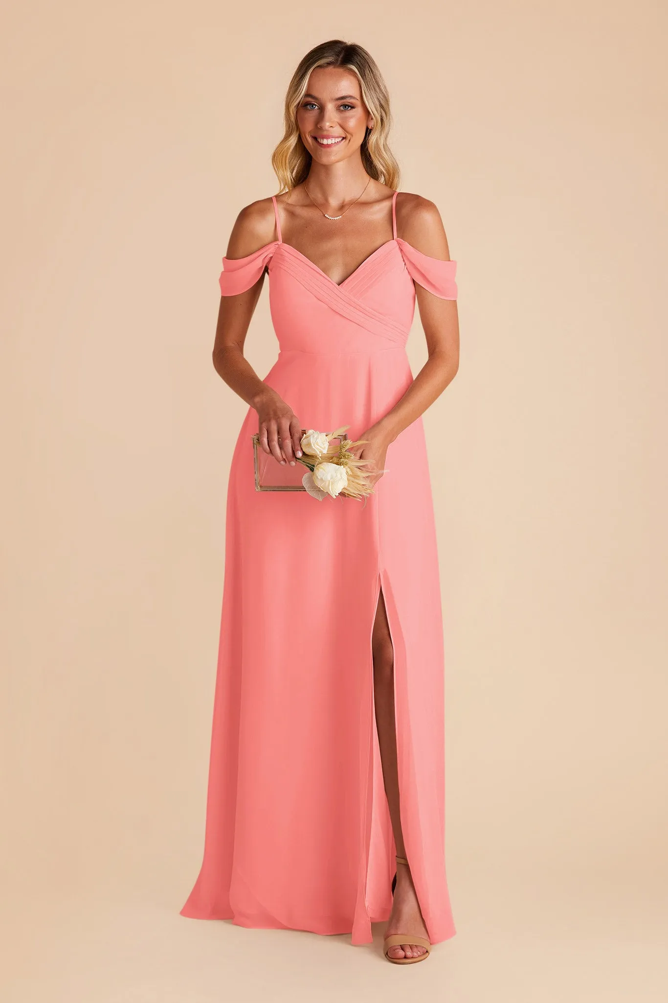 Spence Convertible Dress With Slit - Coral Pink sold by Birdy Grey