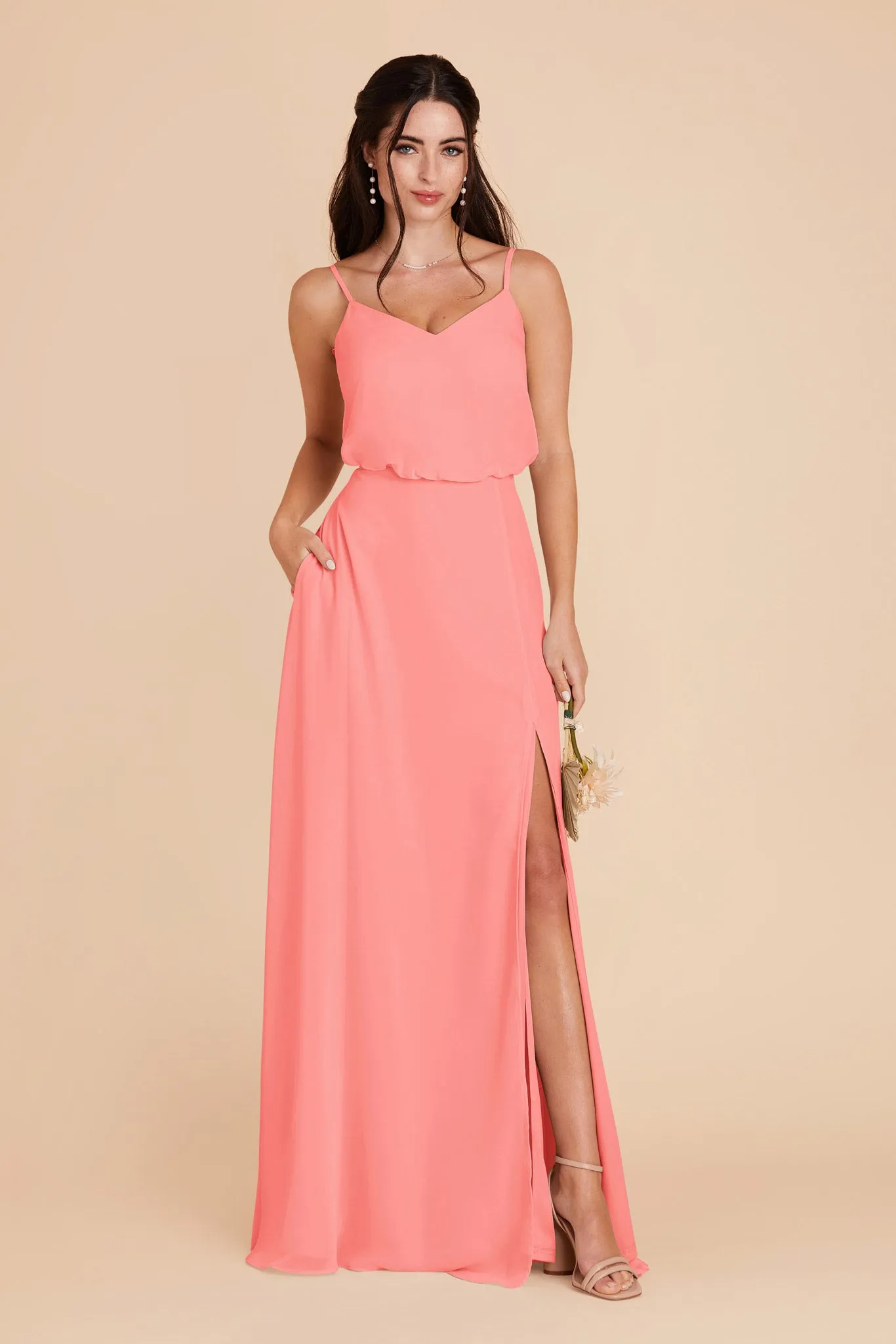 Gwennie Dress With Slit - Coral Pink sold by Birdy Grey product image thumbnail 3