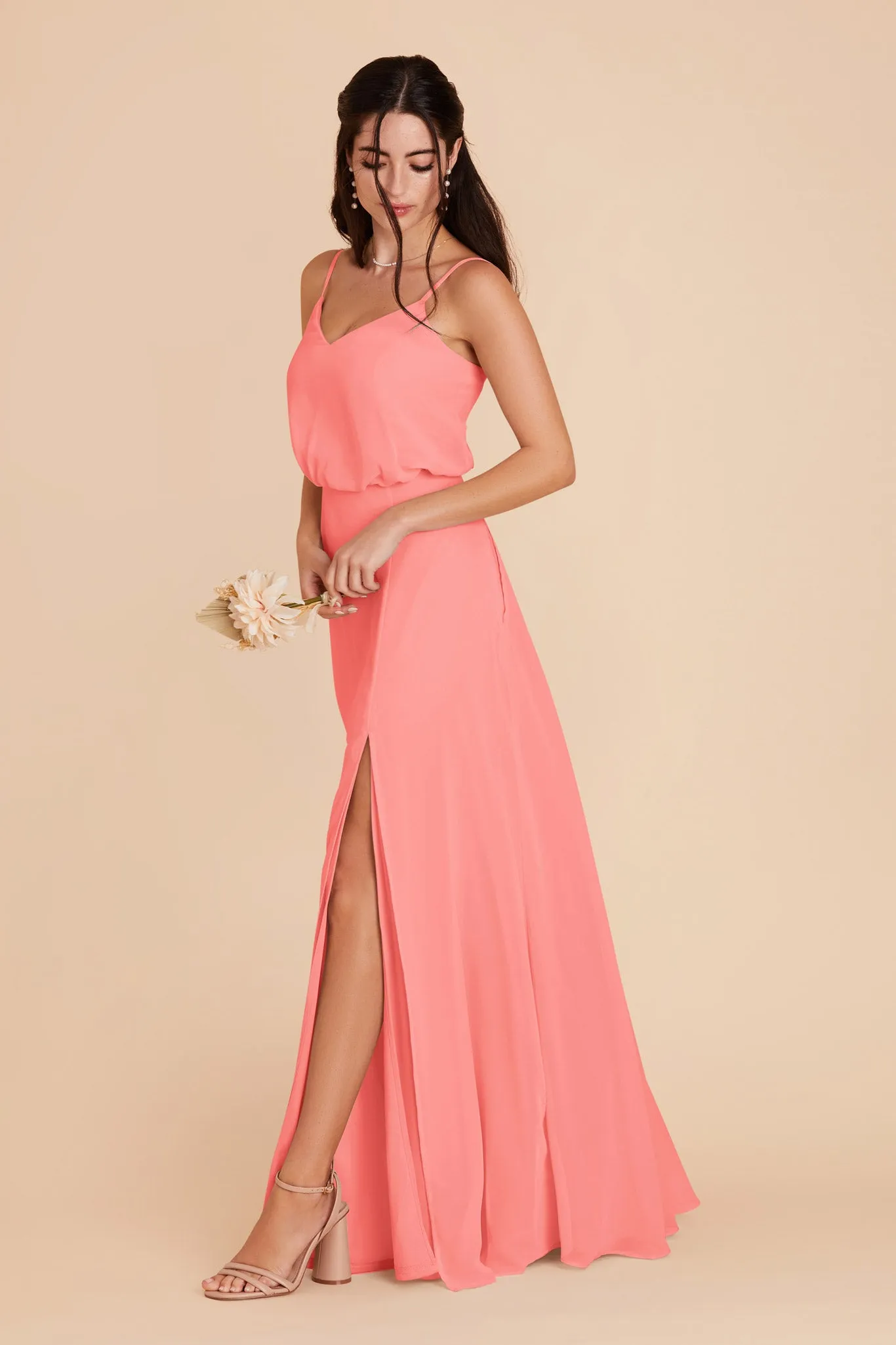 Gwennie Dress With Slit - Coral Pink sold by Birdy Grey product image thumbnail 5