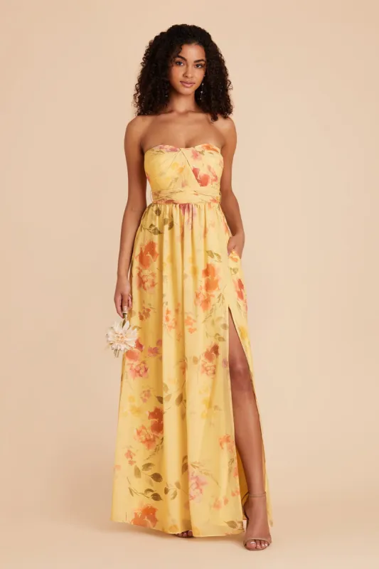 Grace Convertible Dress With Slit - Pale Yellow Rococo Floral sold by Birdy Grey