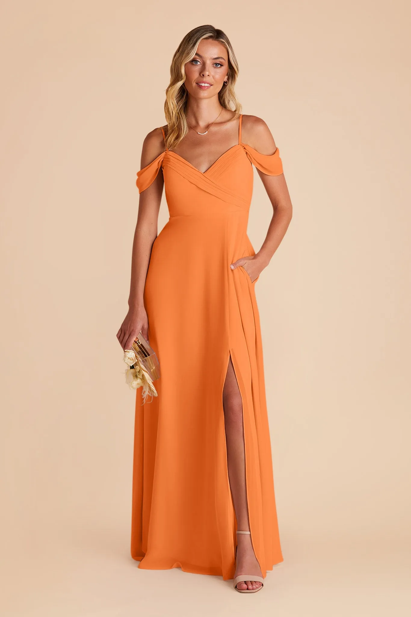 Spence Convertible Dress With Slit - Apricot sold by Birdy Grey product image thumbnail 4
