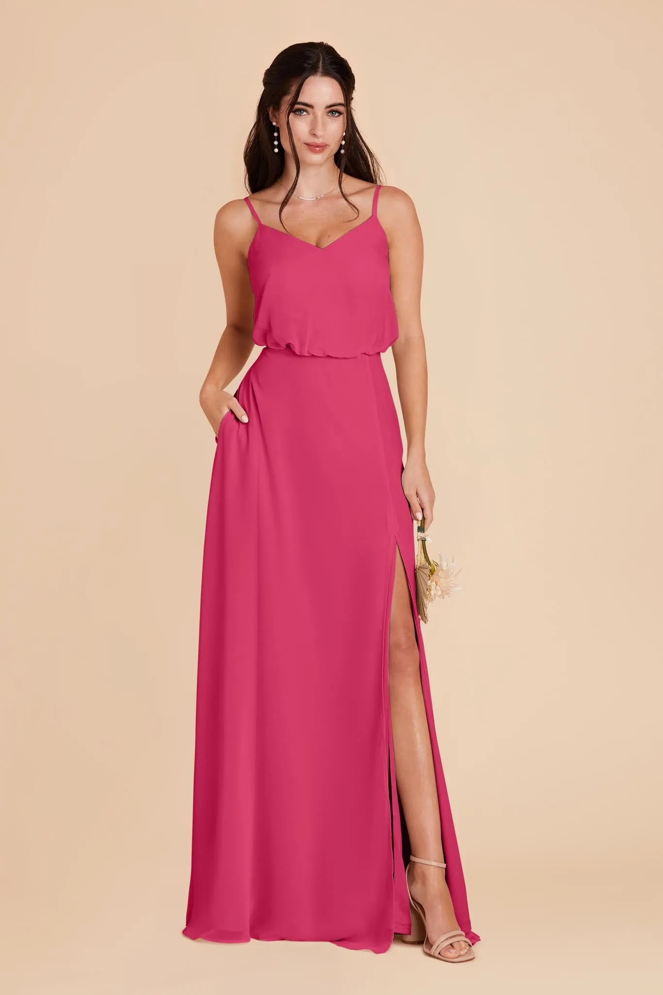 Gwennie Dress With Slit - Fuchsia sold by Birdy Grey product image thumbnail 3