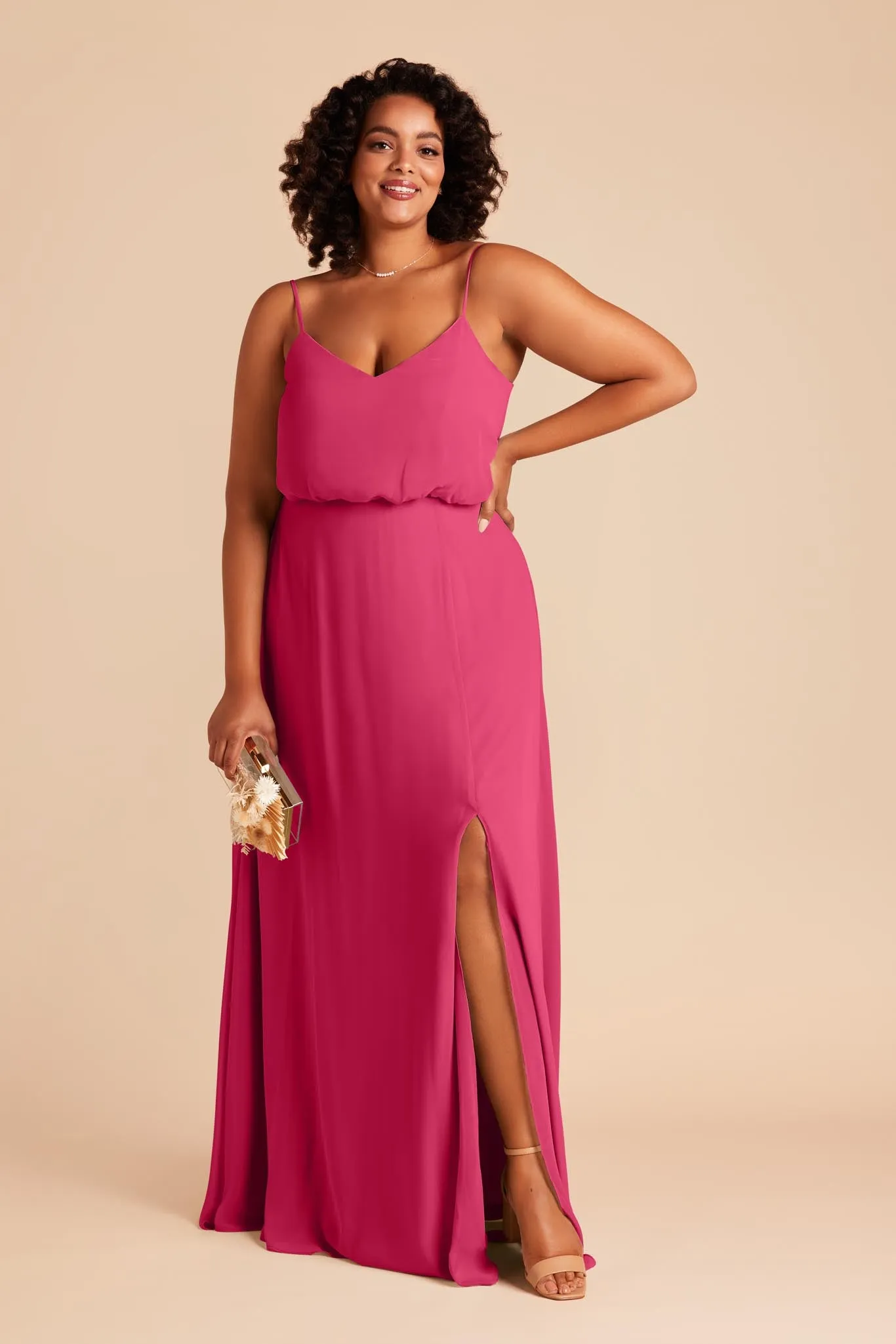 Gwennie Dress With Slit - Fuchsia sold by Birdy Grey product image thumbnail 2