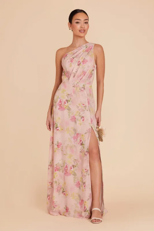 Kira Dress With Slit - Vintage Pink Floral sold by Birdy Grey