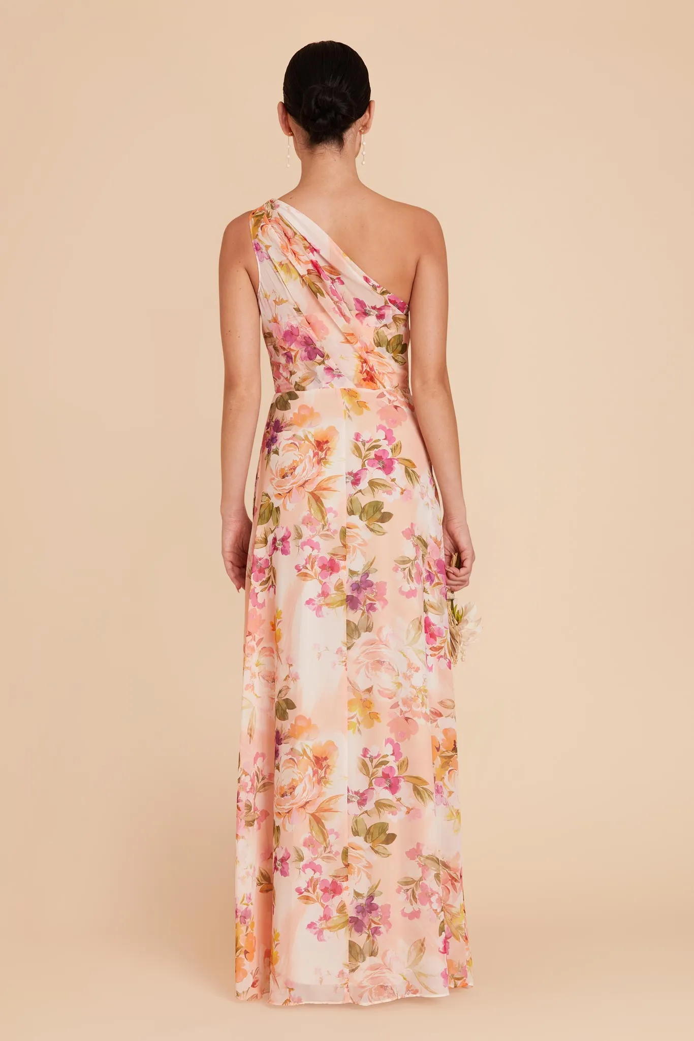 Kira Dress With Slit - Coral Sunset Peonies sold by Birdy Grey product image thumbnail 5