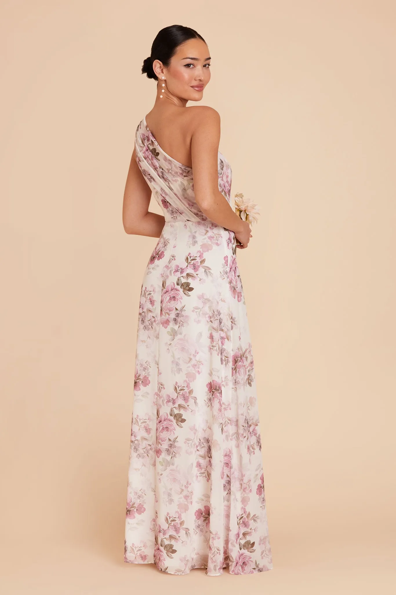 Kira Dress With Slit - Dusty Pink Peonies sold by Birdy Grey product image thumbnail 4