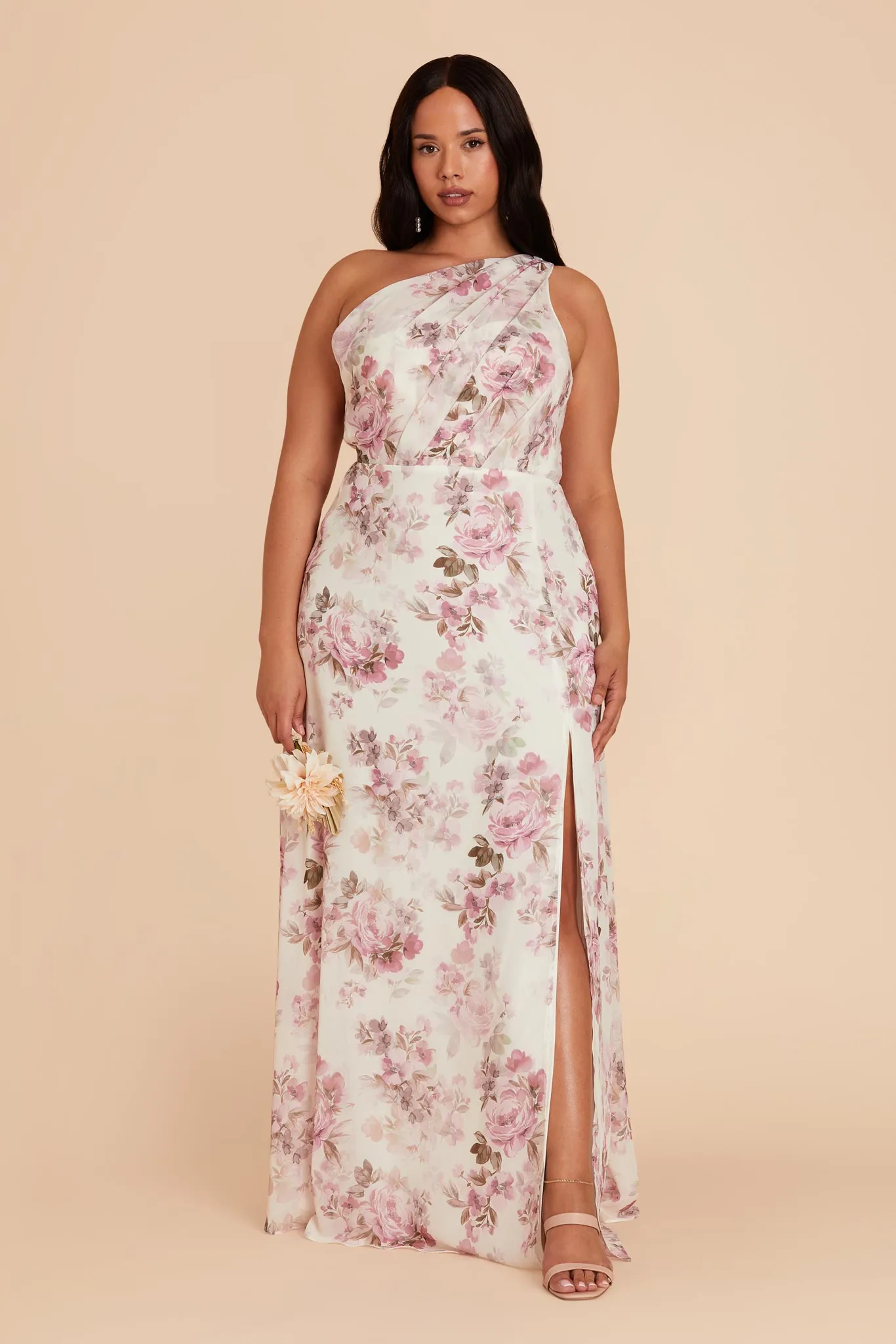 Kira Dress With Slit - Dusty Pink Peonies sold by Birdy Grey product image thumbnail 2