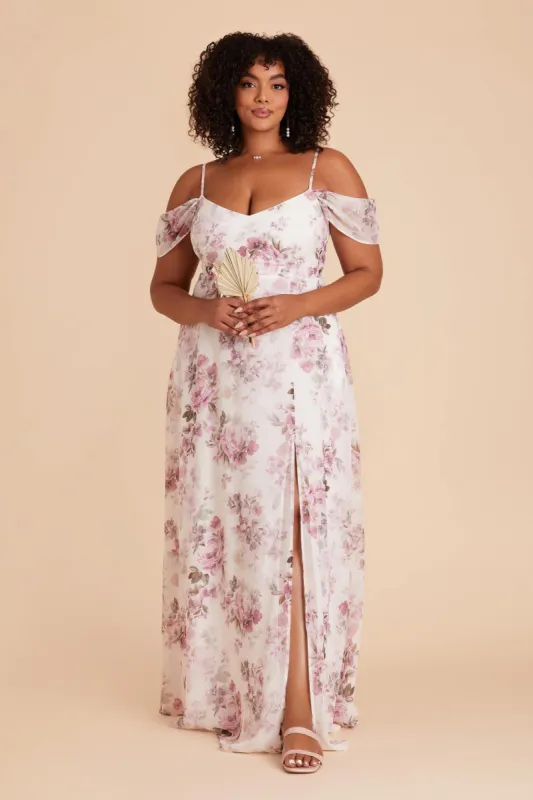 Devin Convertible Dress With Slit - Dusty Pink Peonies sold by Birdy Grey