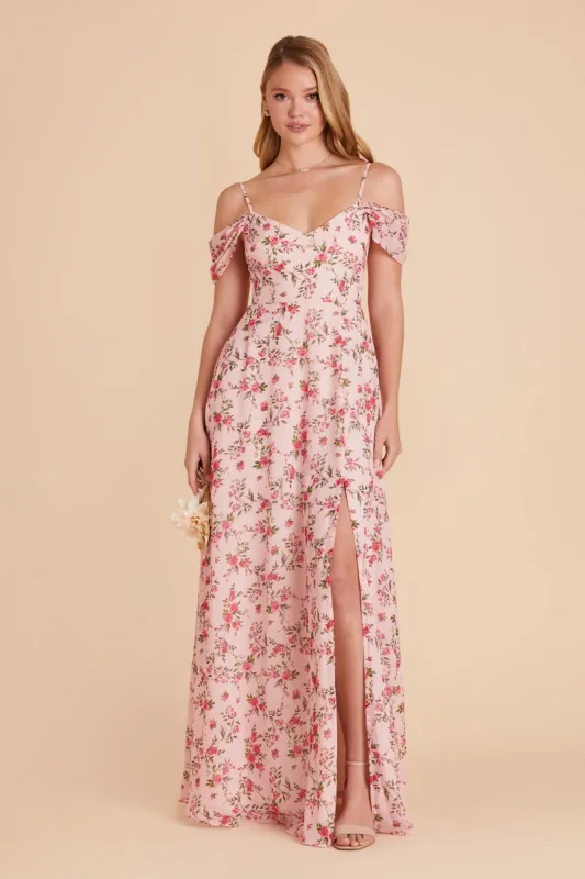 Devin Convertible Dress With Slit - Wild Rose Garden sold by Birdy Grey