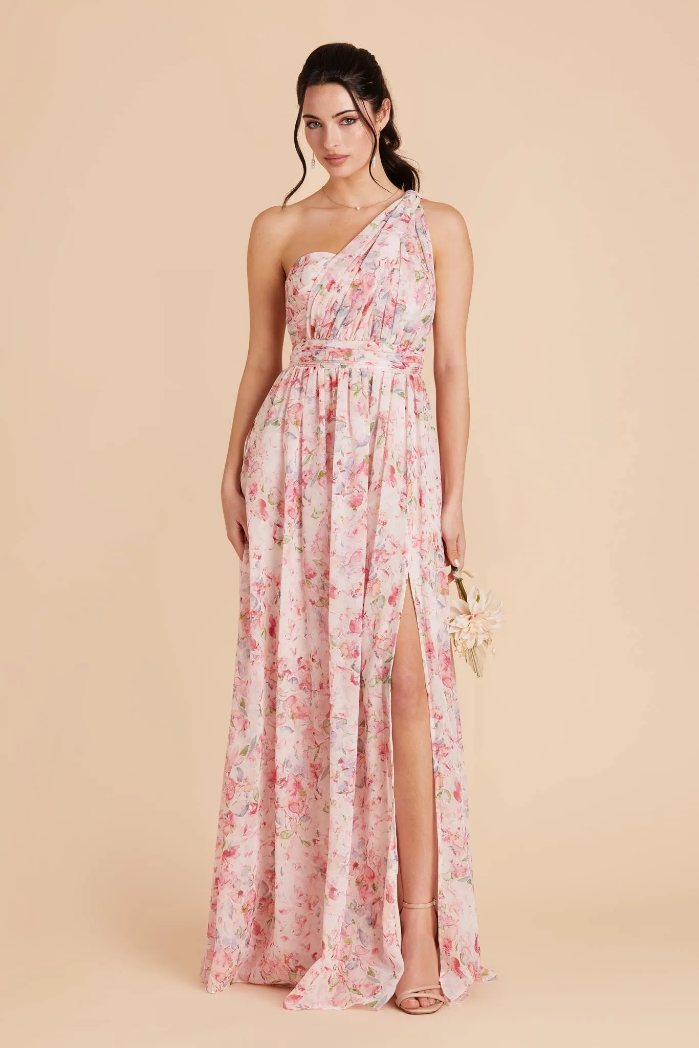 Grace Convertible Dress With Slit - Pink Falling Petals sold by Birdy Grey