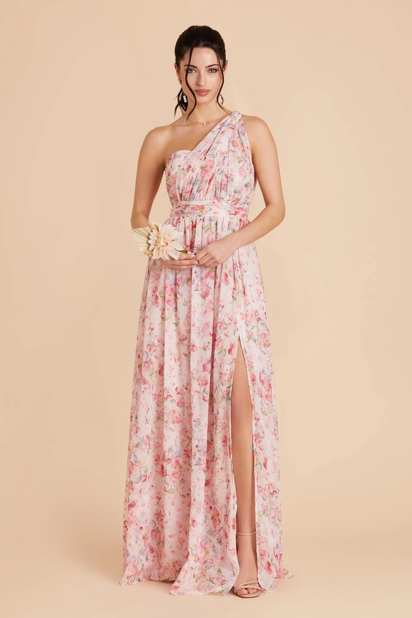 Grace Convertible Dress With Slit - Pink Falling Petals sold by Birdy Grey product image thumbnail 4