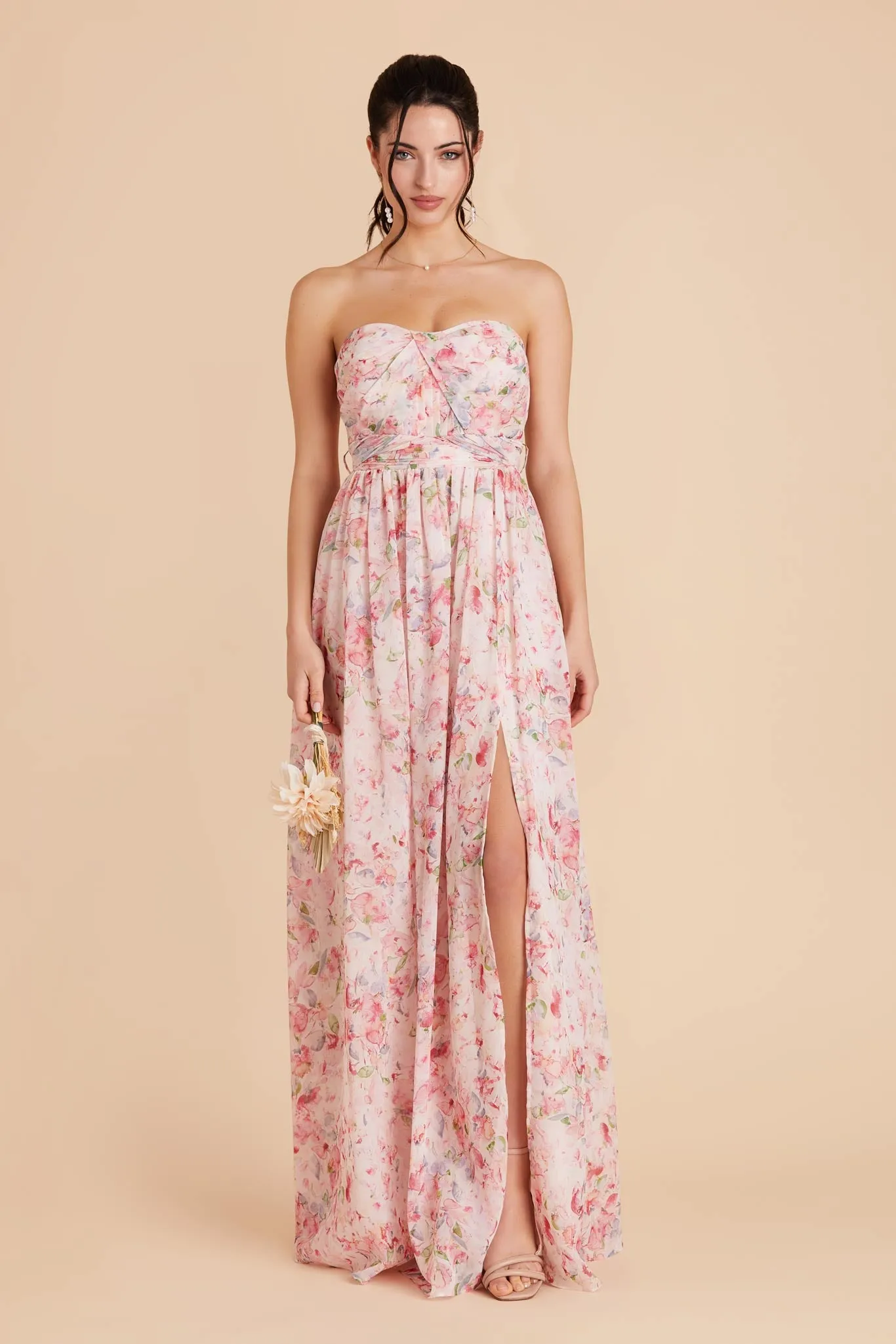 Grace Convertible Dress With Slit - Pink Falling Petals sold by Birdy Grey product image thumbnail 5