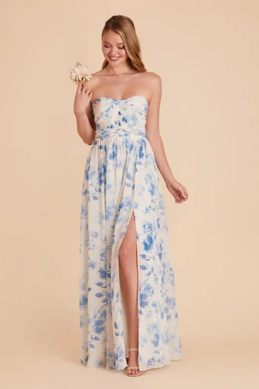 Grace Convertible Dress With Slit - Blue Rococo Floral sold by Birdy Grey