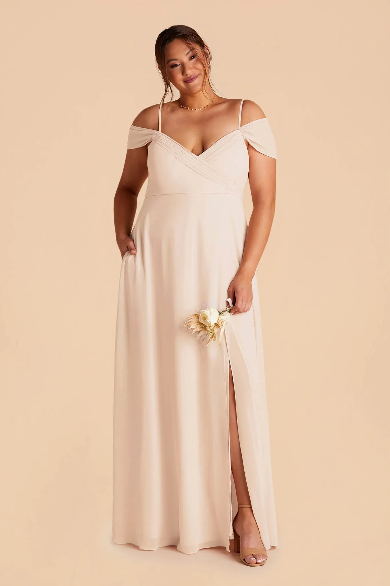 Spence Convertible Dress With Slit - Champagne sold by Birdy Grey product image thumbnail 2