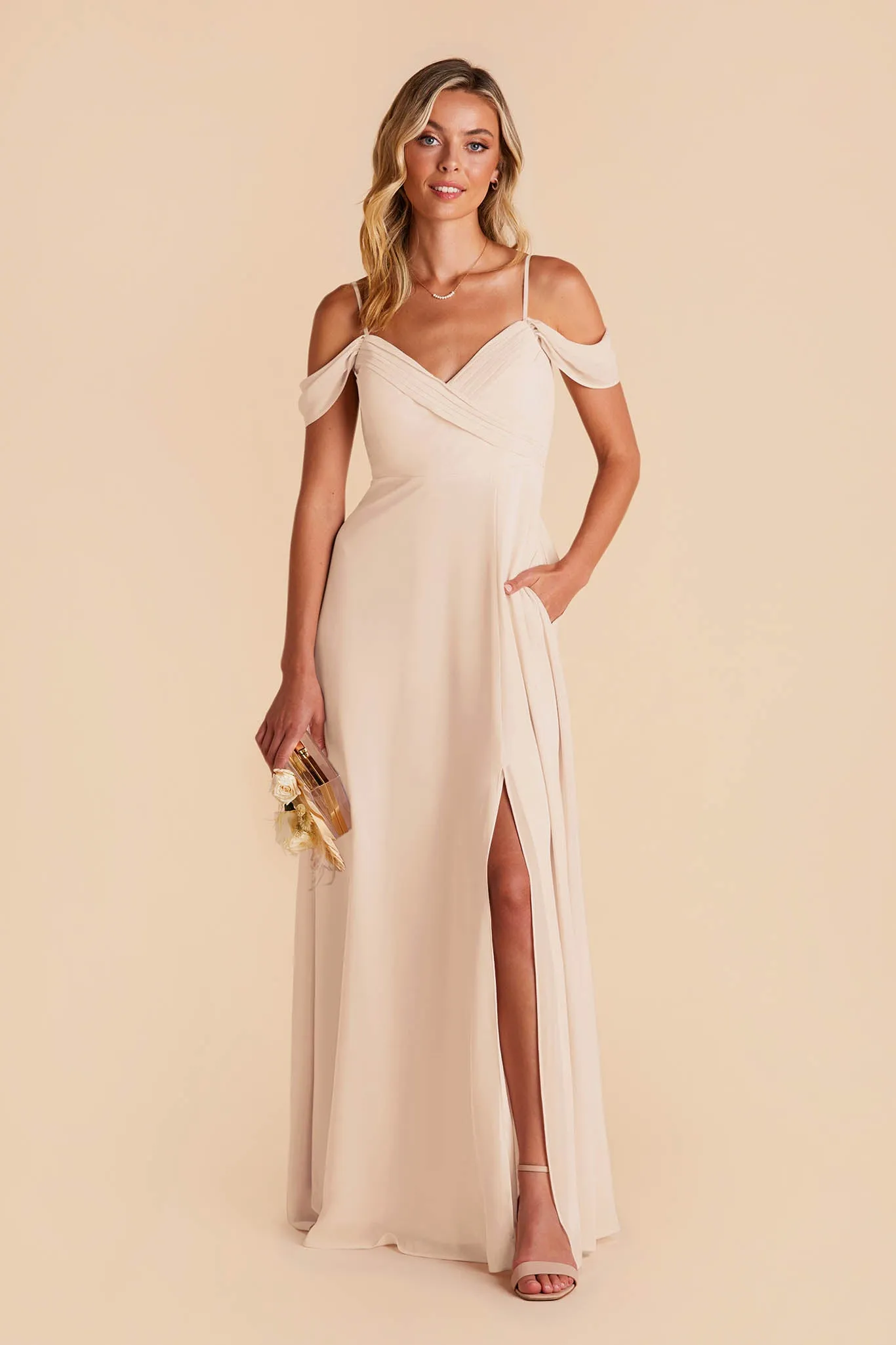 Spence Convertible Dress With Slit - Champagne sold by Birdy Grey product image thumbnail 3