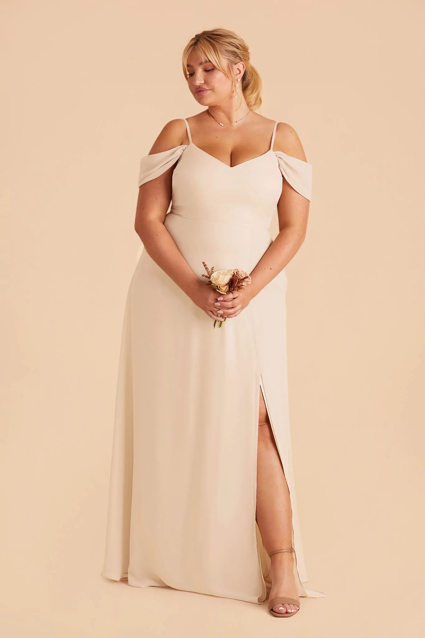 Devin Convertible Dress With Slit - Champagne sold by Birdy Grey product image thumbnail 2