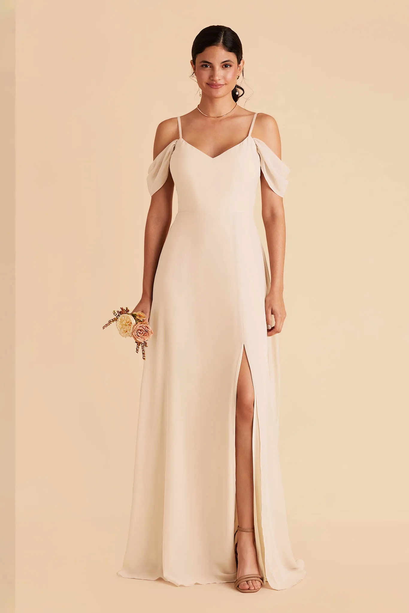Devin Convertible Dress With Slit - Champagne sold by Birdy Grey