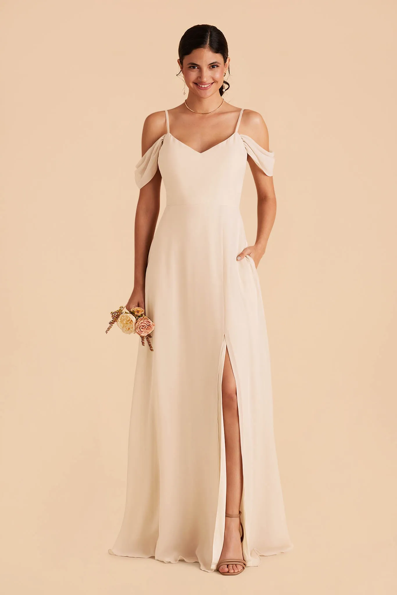Devin Convertible Dress With Slit - Champagne sold by Birdy Grey product image thumbnail 4