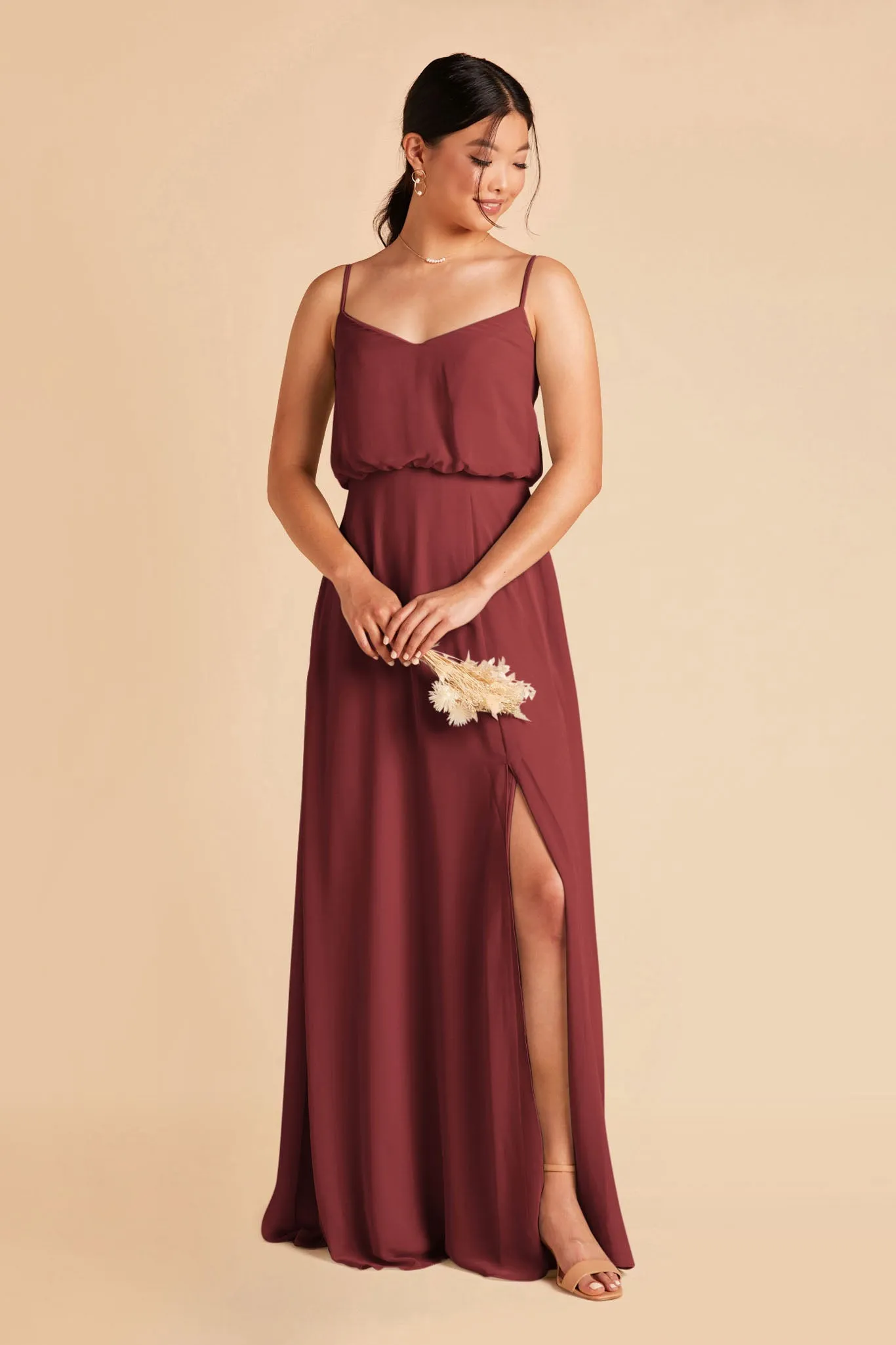 Gwennie Dress With Slit - Rosewood sold by Birdy Grey product image thumbnail 4