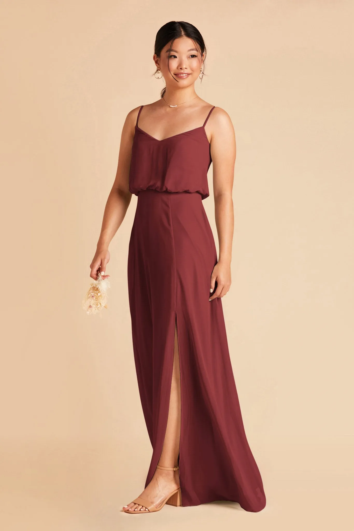 Gwennie Dress With Slit - Rosewood sold by Birdy Grey product image thumbnail 3