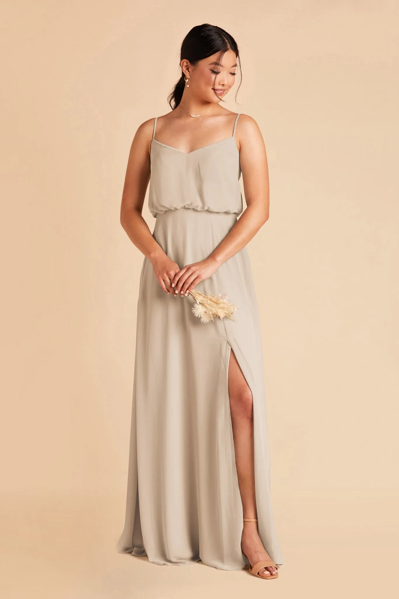Gwennie Dress With Slit - Neutral Champagne sold by Birdy Grey product image thumbnail 4